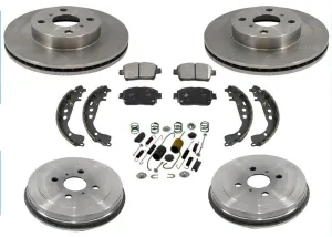 01-03 Prius Front Brake Rotors & Ceramic Brake Disc Pads Drums Shoes 7Pc