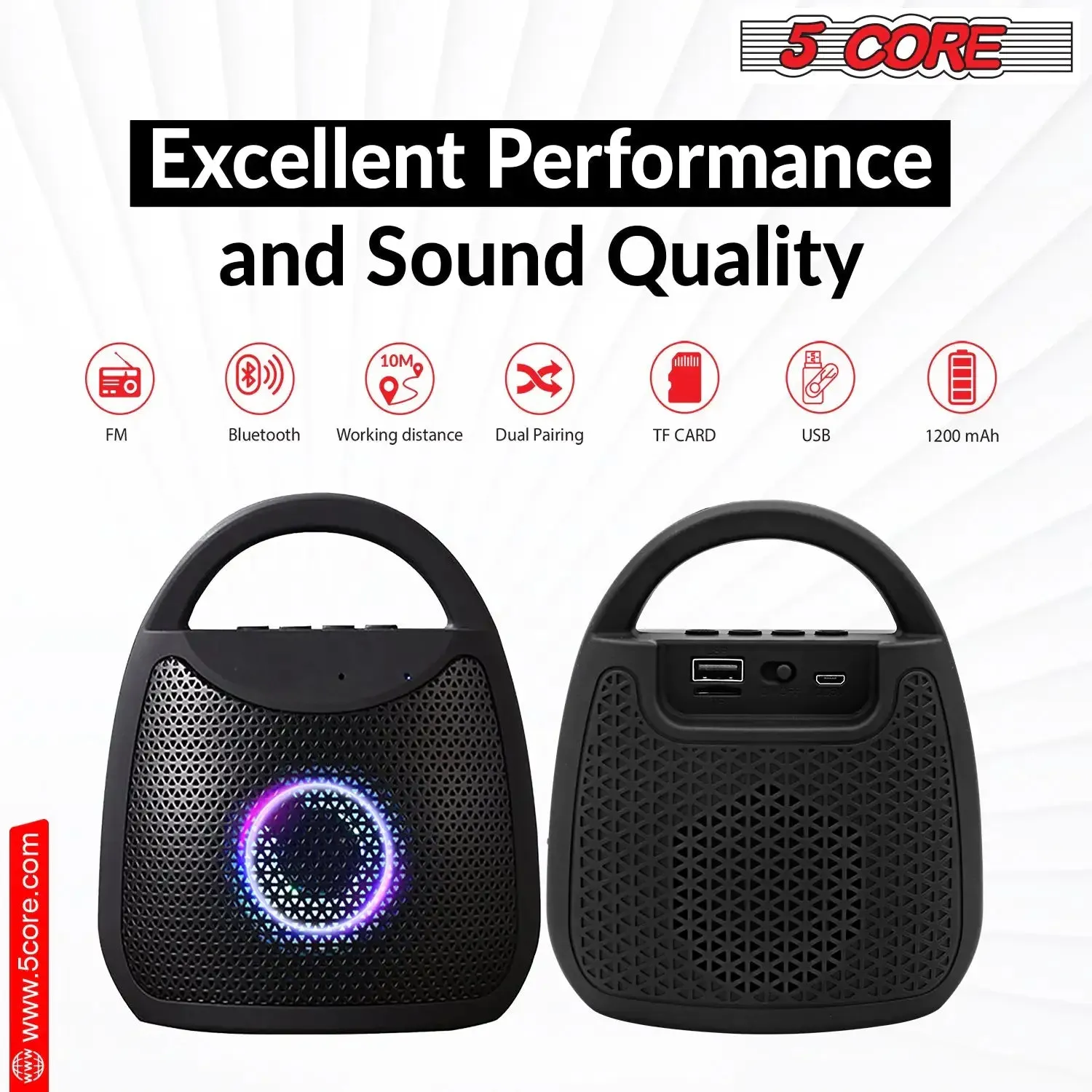 5 Core Outdoor Bluetooth Speaker Wireless Portable Waterproof for Patio Pool Party