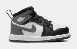 Air Jordan 1 Retro Mid Infant Toddler Lifestyle Shoes (Black/White/Iron Grey)