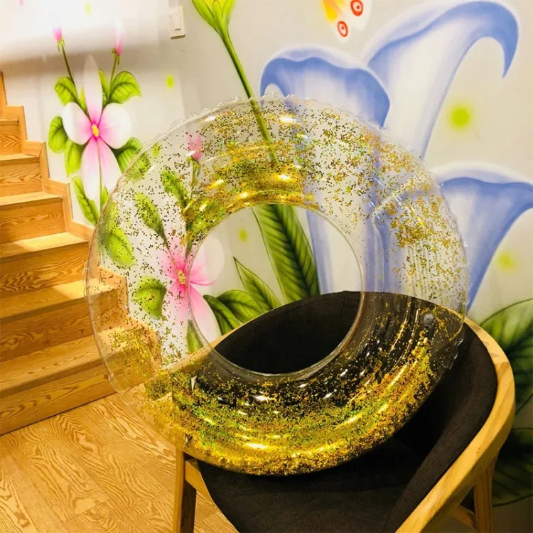 All-transparent Sequined Swimming Ring,Diameter: 80cm (Gold)