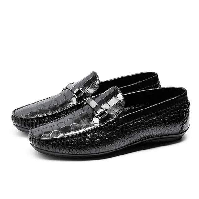 AlliLux Exotic Texture Slip-On Loafers