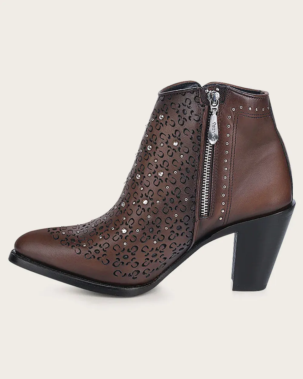 Ankle honey bootie with crystals