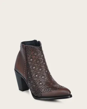 Ankle honey bootie with crystals