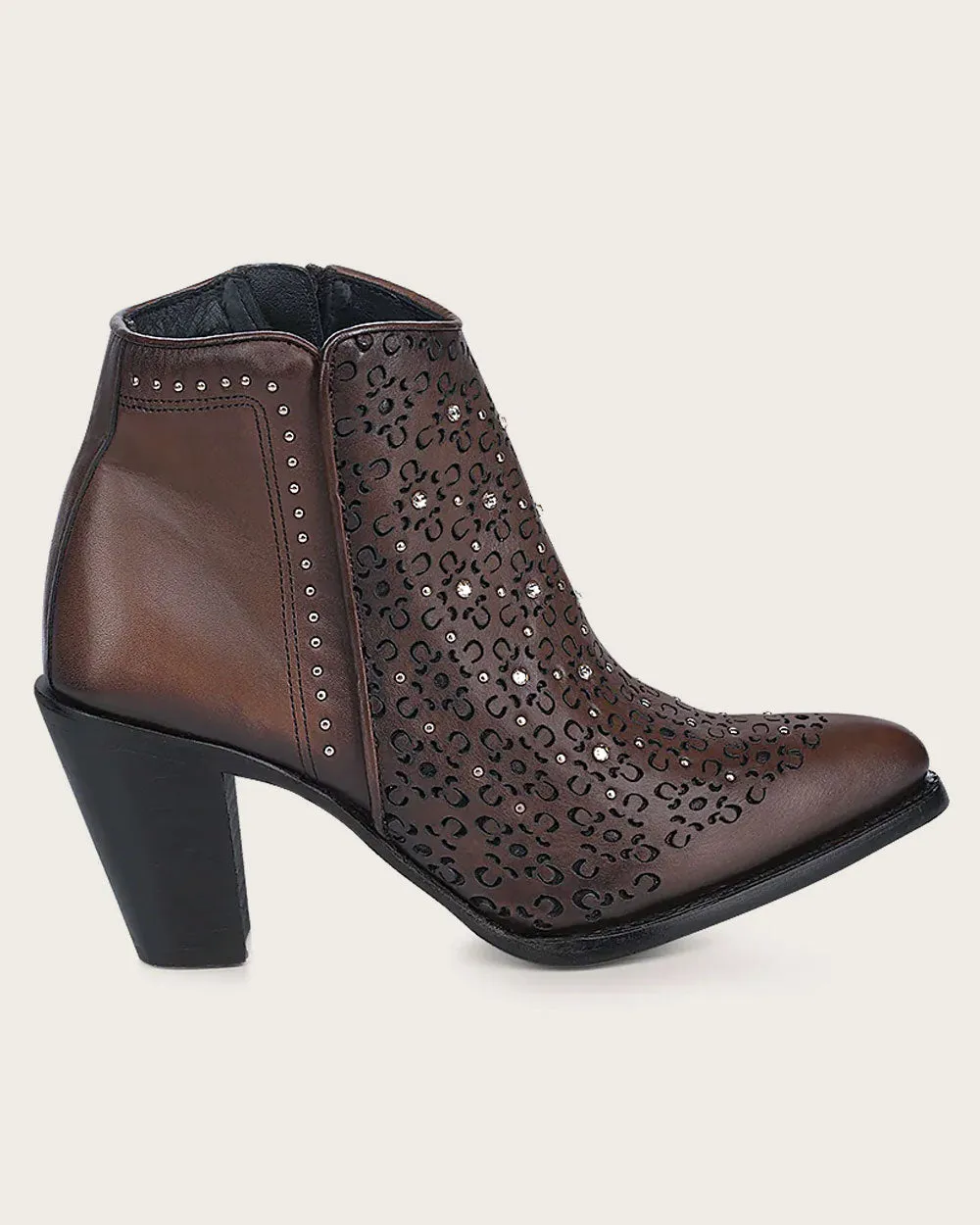 Ankle honey bootie with crystals