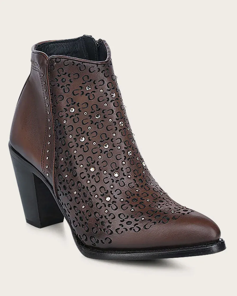 Ankle honey bootie with crystals