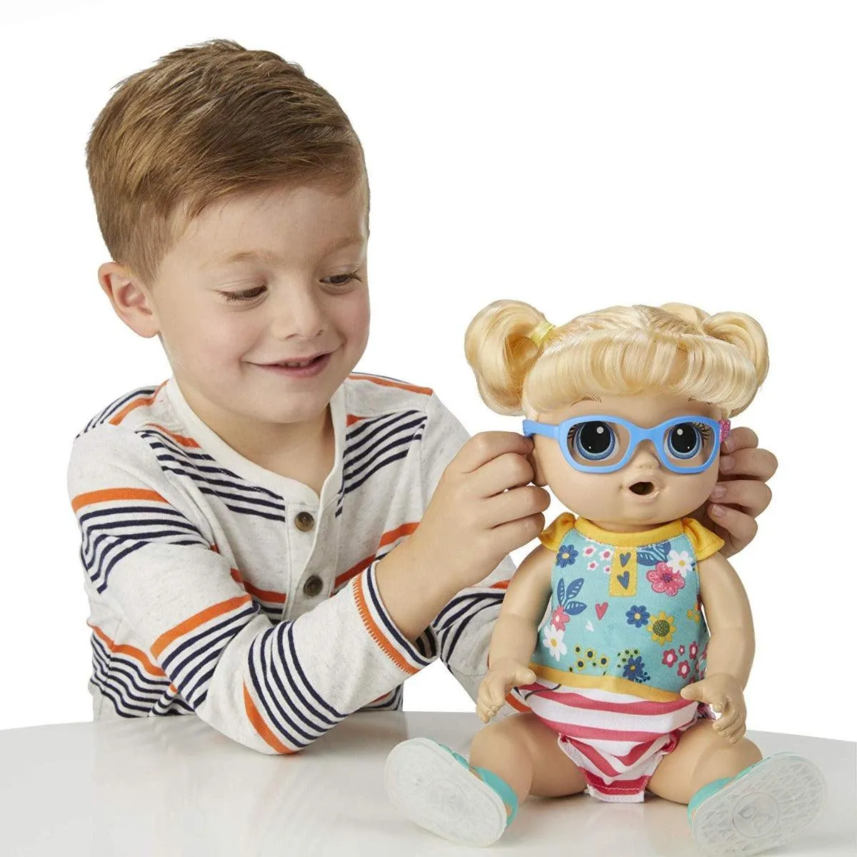 Baby Alive Step Giggle Baby Blonde Hair Doll with Light-up Shoes, Responds with 25  Sounds and Phrases, Drinks and Wets