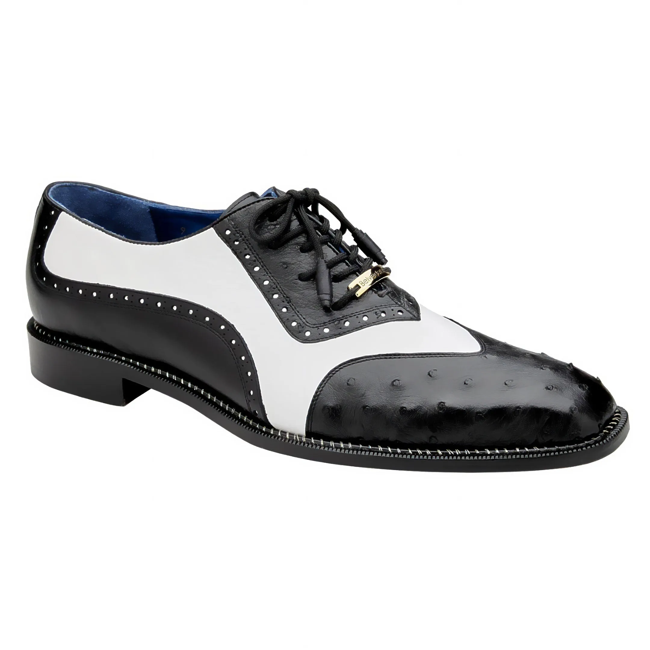 Belvedere Sesto in Black/White Alligator Calf Oxfords