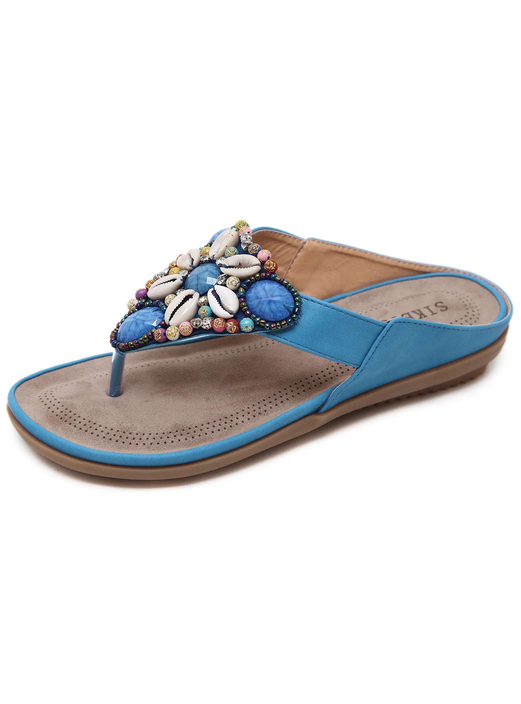 Bohemian Beach Seaside Retro Beaded Shell Slippers