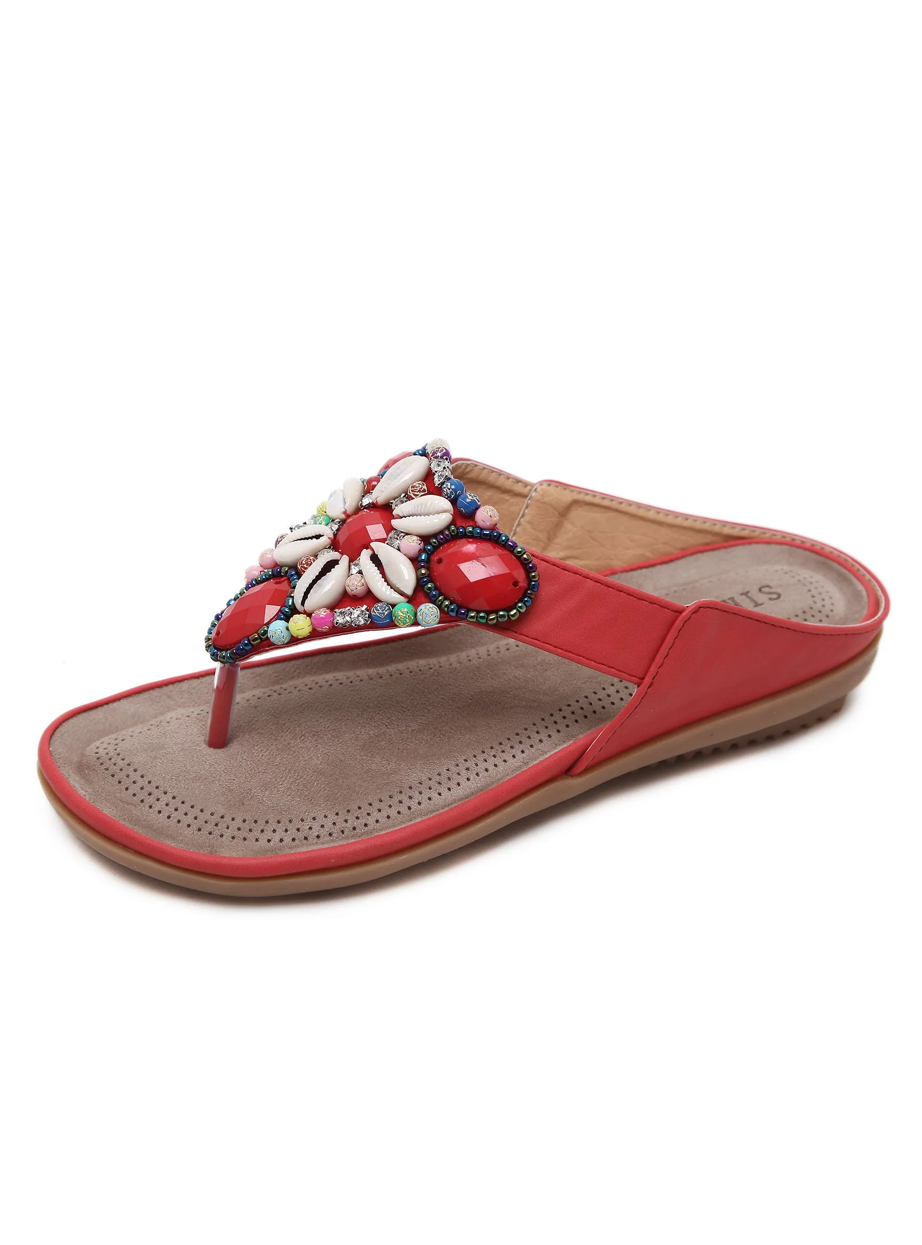 Bohemian Beach Seaside Retro Beaded Shell Slippers