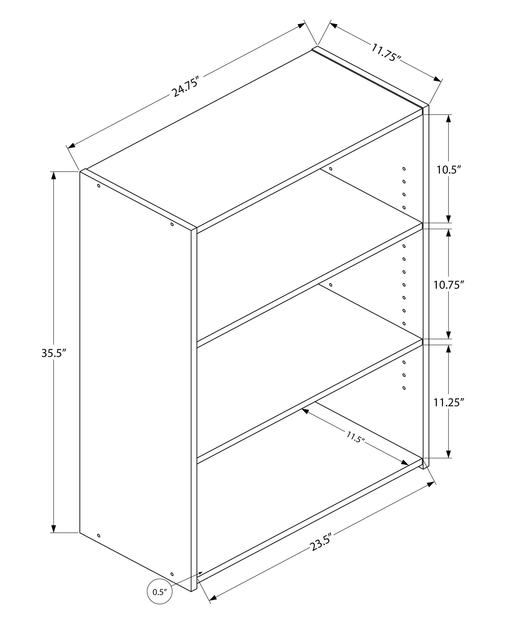 Bookcase - 36"H / Cherry With 3 Shelves