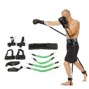 Bounce Trainer Fitness Resistance Band Boxing Suit Latex Tube Tension Rope Leg Waist Trainer, Weight: 60 Pounds(Green)