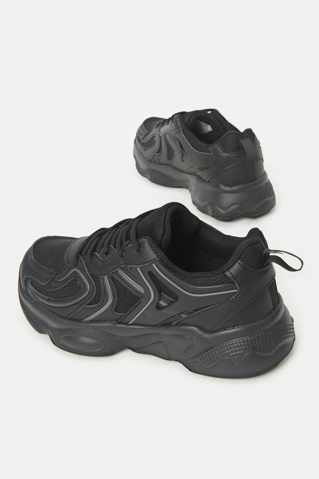 Boys Triple Black Chunky Trainers