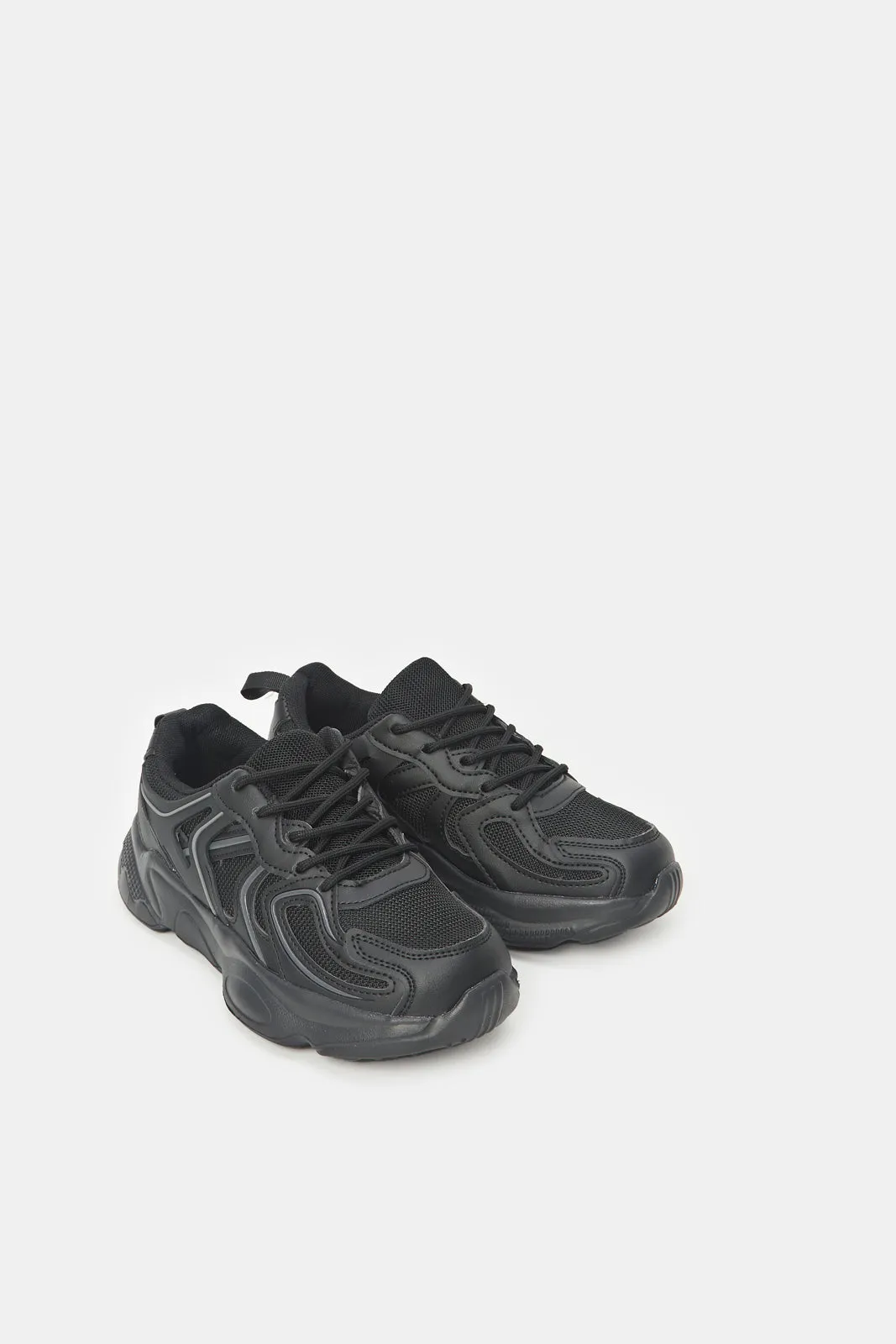 Boys Triple Black Chunky Trainers