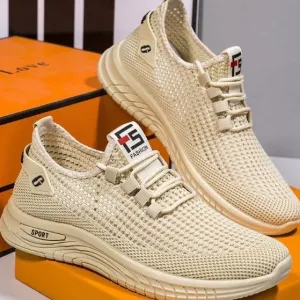 breathable and thin mesh shoes for men trendy and lazy mens hollow flying woven mesh shoes