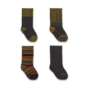 Carhartt Kids' Heavyweight Camp Crew 4 Pack Socks - Green/Grey/Orange