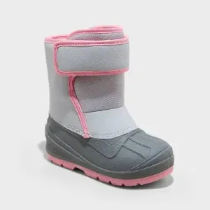 Cat & Jack Toddler Faux Leather Hook-And-Loop Ankle Winter Boots Waterproof