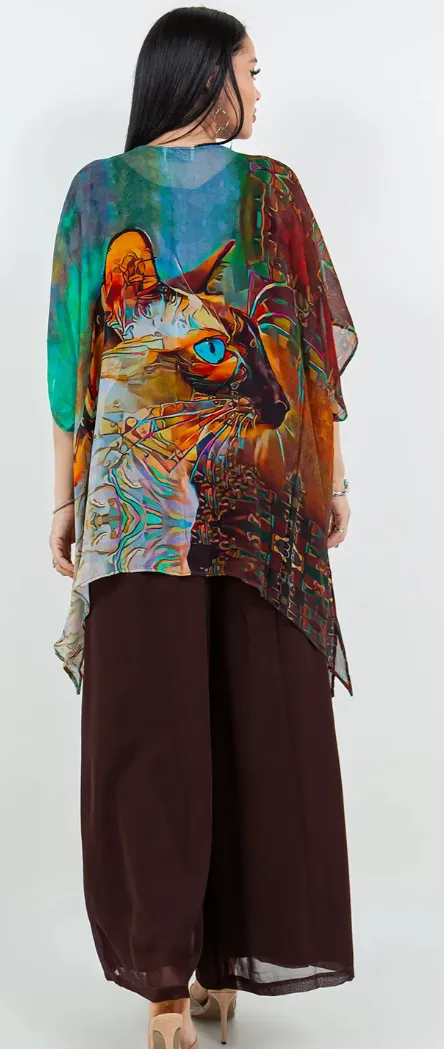 Cat Woman Oversize Pacifica Tunic Lagenlook Boho Hippie Chic SML-6X 