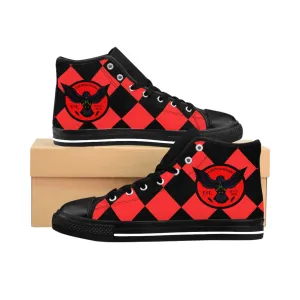 Crowgodshi Designer High-Tops Red & Black Piece Checkered Board EDITION