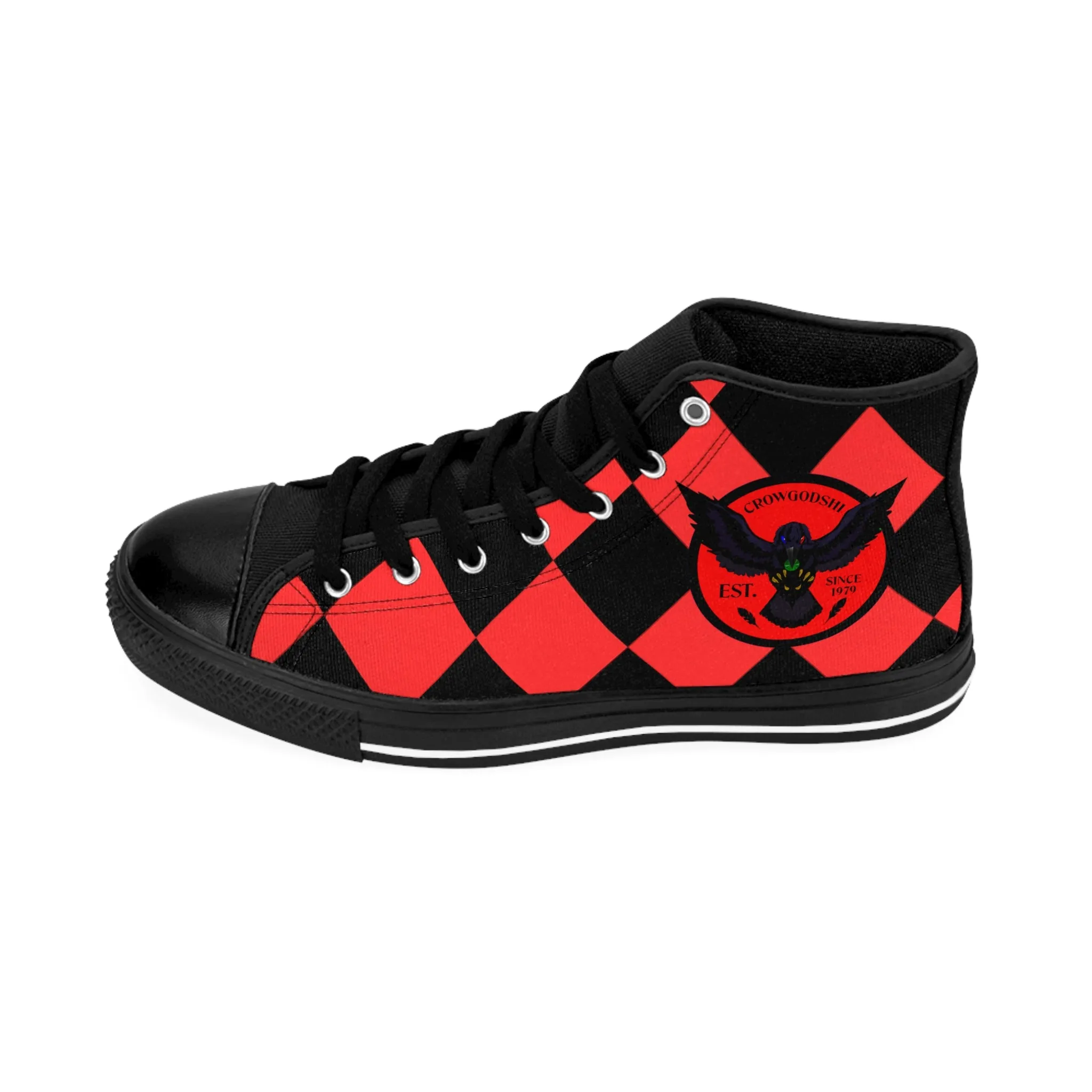 Crowgodshi Designer High-Tops Red & Black Piece Checkered Board EDITION