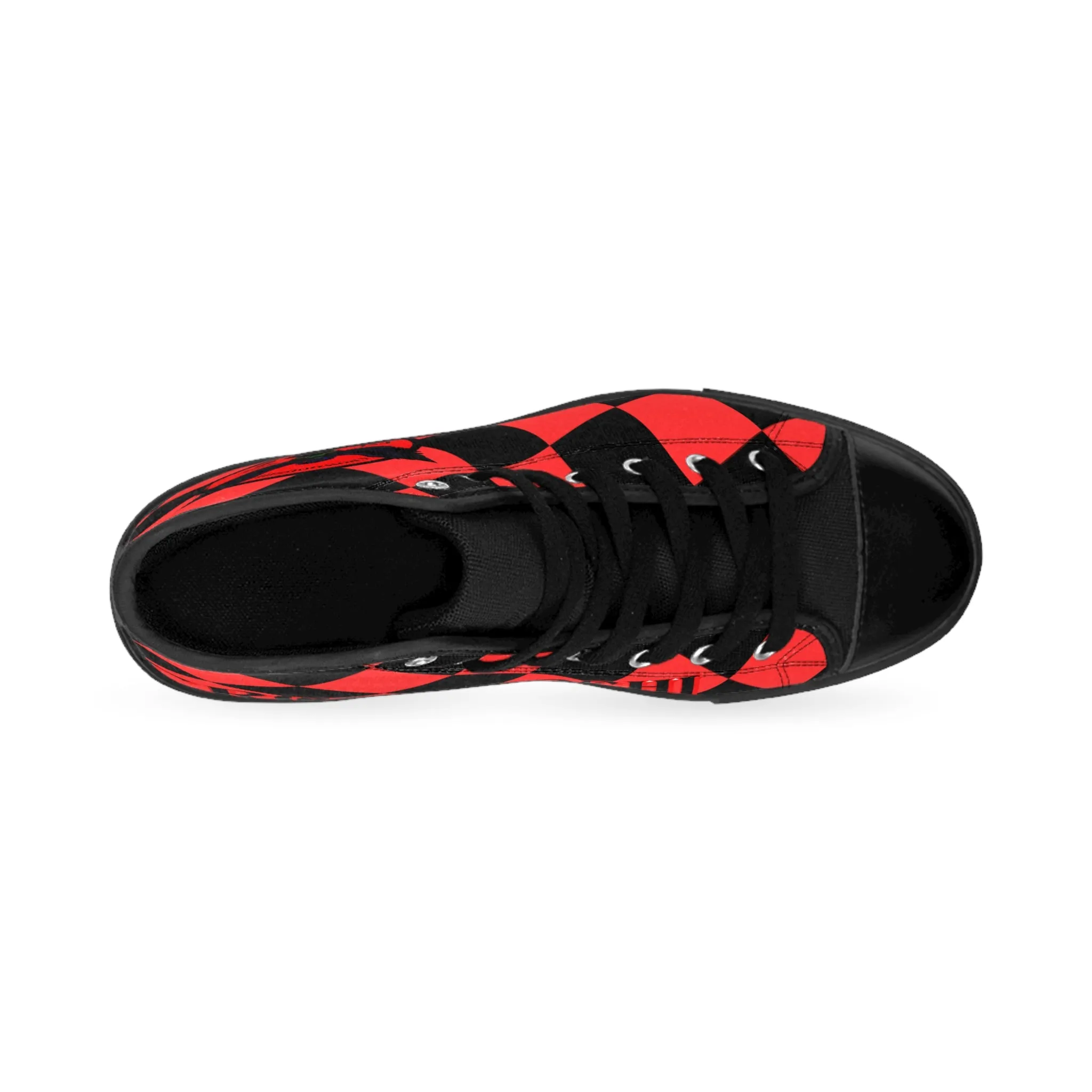 Crowgodshi Designer High-Tops Red & Black Piece Checkered Board EDITION