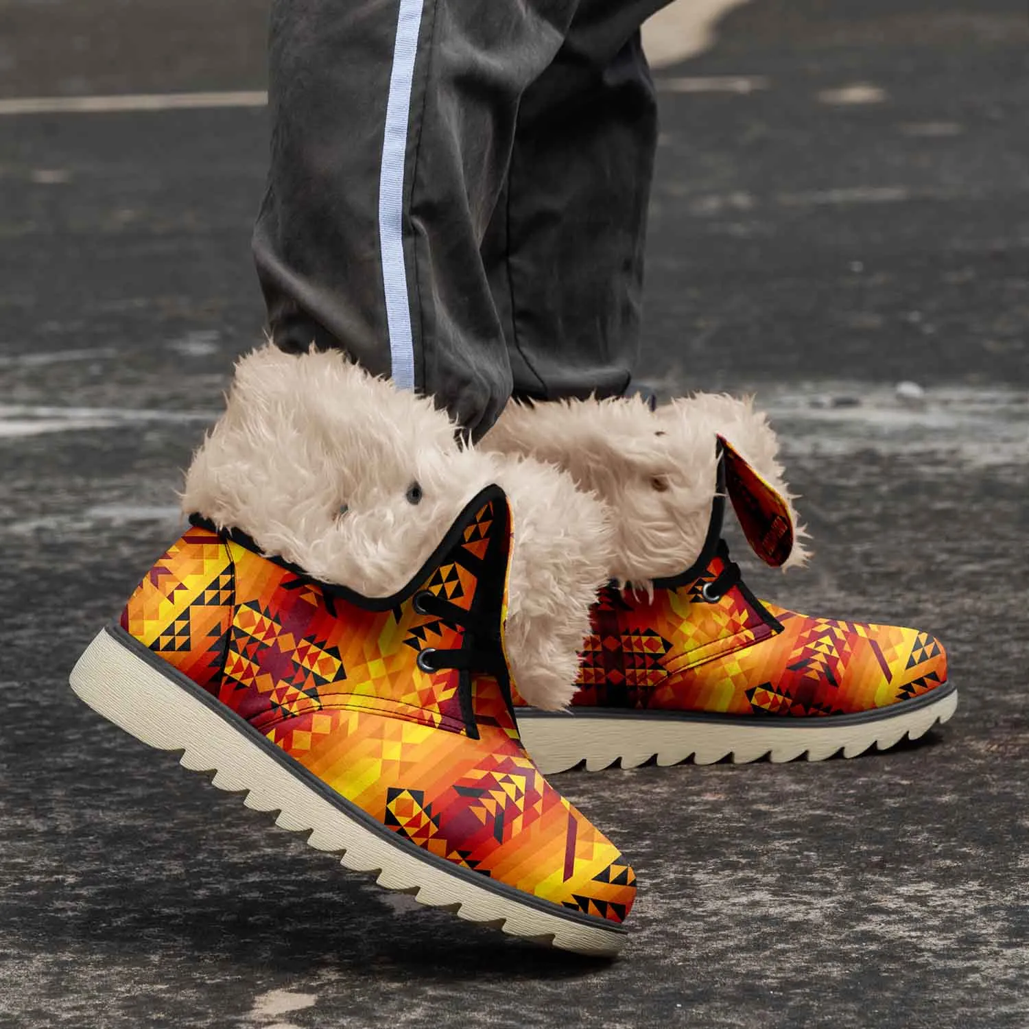 Desert Geo Yellow Red Polar Winter Boots