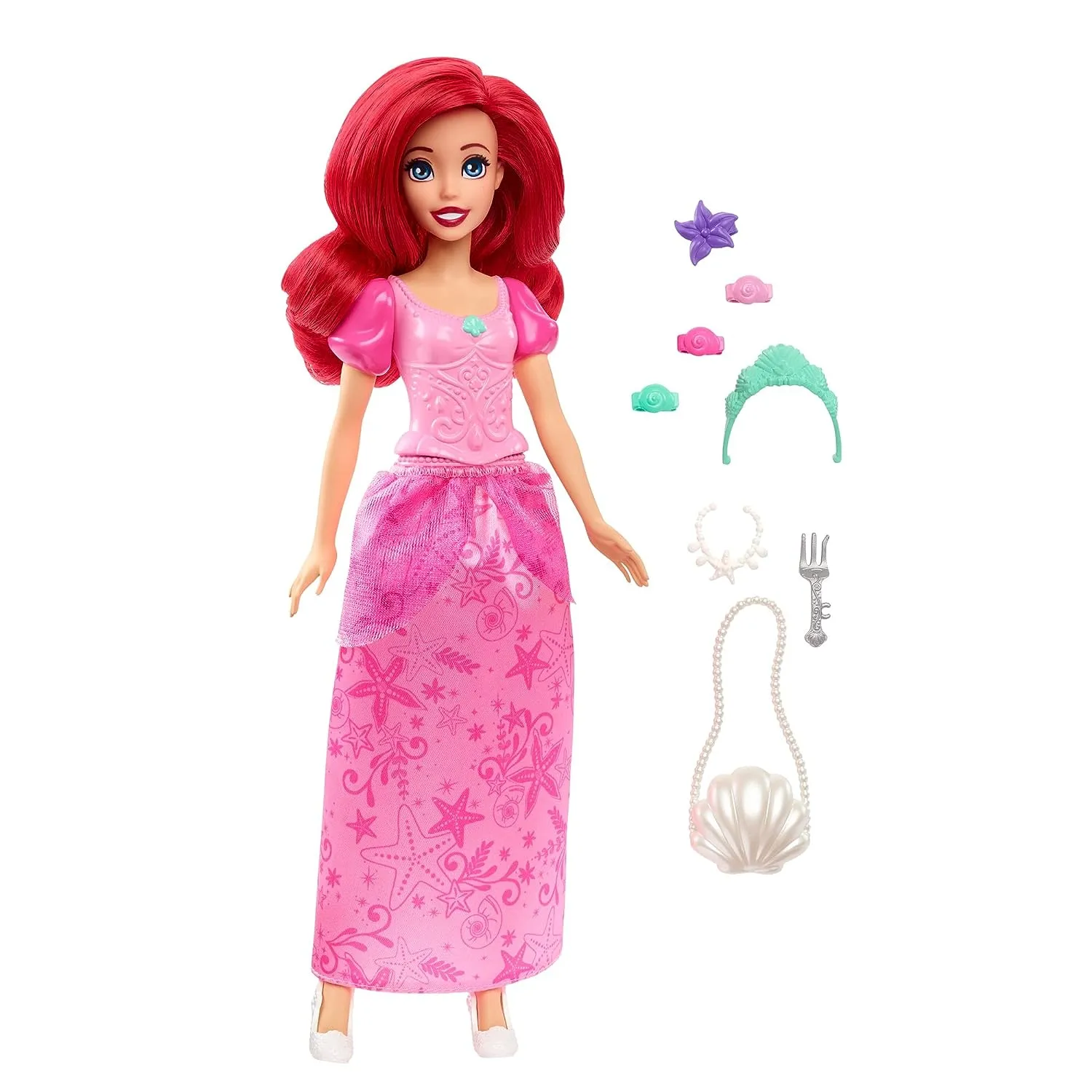 Disney Princess Ariel Fashion Doll in Signature Pink Dress and 9 Accessories Inspired by The Movie for Kids Ages 3 