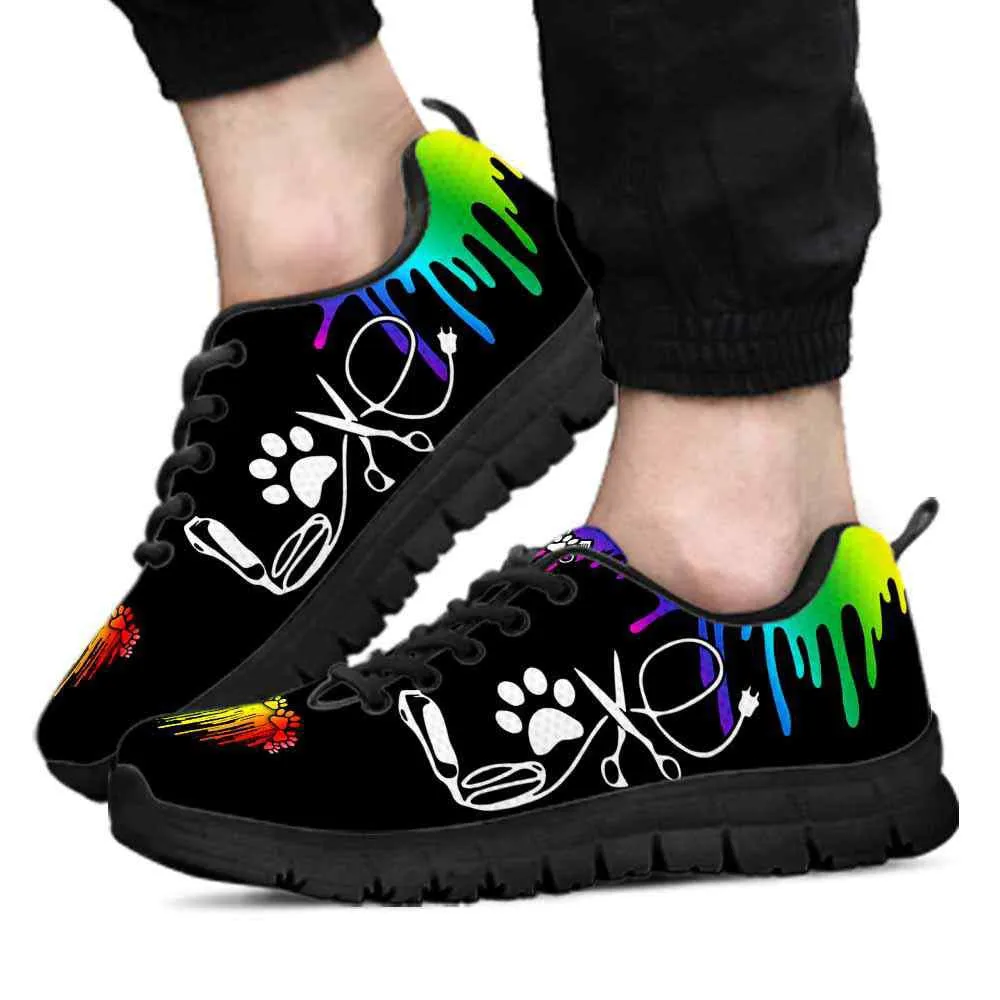 Dog Groomer Sneaker, Dog Groomer Rainbow Dripping Heart Sneakers Shoes, Best Running Shoes, Unique Gifts For Dog Lovers