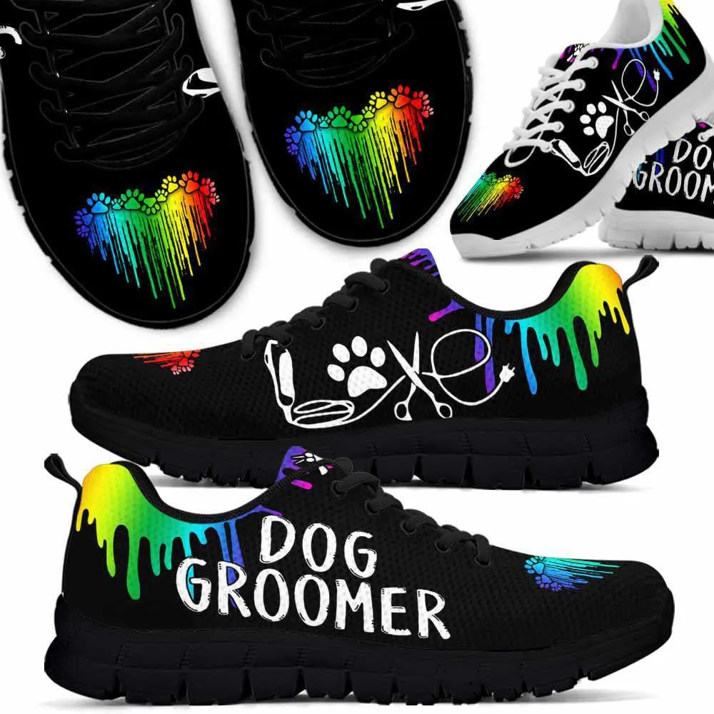 Dog Groomer Sneaker, Dog Groomer Rainbow Dripping Heart Sneakers Shoes, Best Running Shoes, Unique Gifts For Dog Lovers