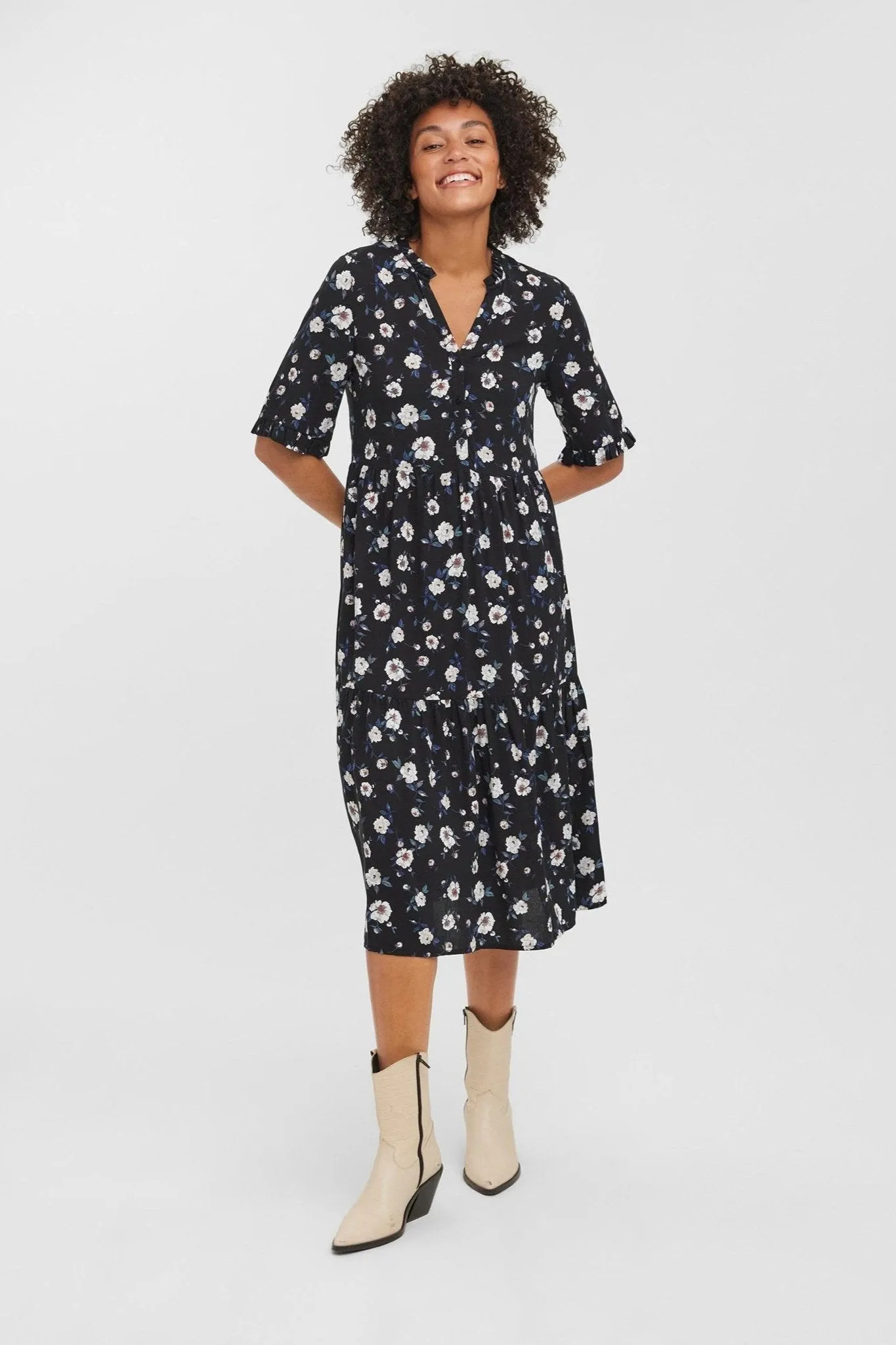 Easy 2/4 Calf Dress - Black