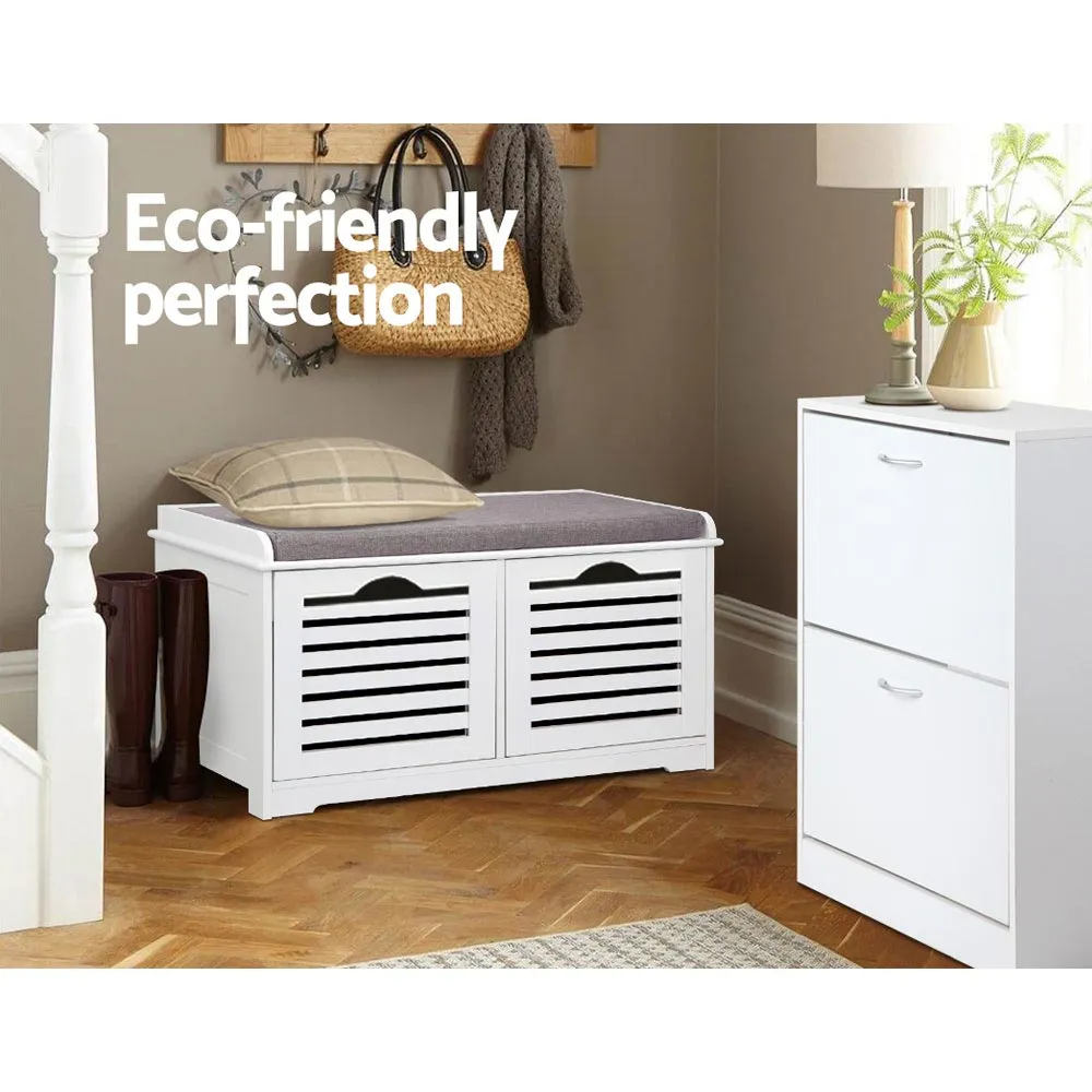 Eco-friendly White Shoe Storage Bench with Drawers - Artiss