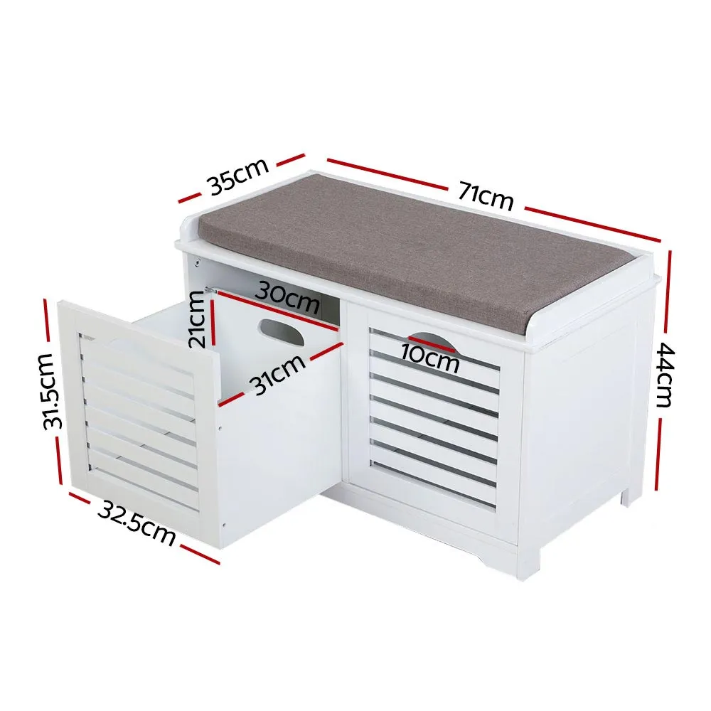 Eco-friendly White Shoe Storage Bench with Drawers - Artiss