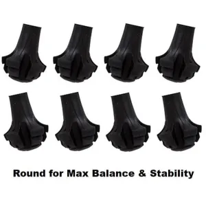 Eight Pack of Extra Durable Rubber Replacement Tips (Replacement Feet - Paws - Ferrules - Caps) for Trekking Poles - Fits Most Hiking and Walking Poles.