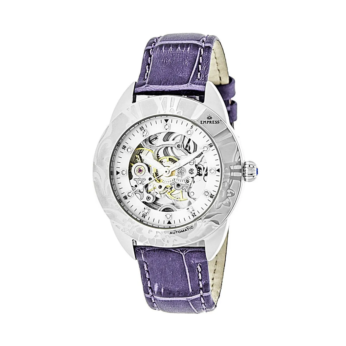 Empress Godiva Automatic MOP Leather-Band Watch - Silver/White