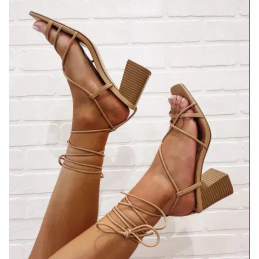 Evelyn Gladiator Block Heel