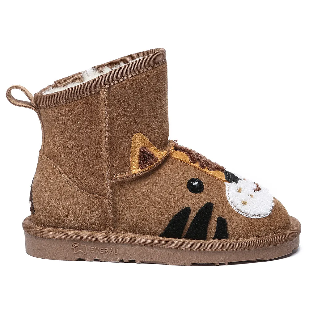 EVERAU Kid Sheepskin Boots Tiger Kids Plus #EA3117K