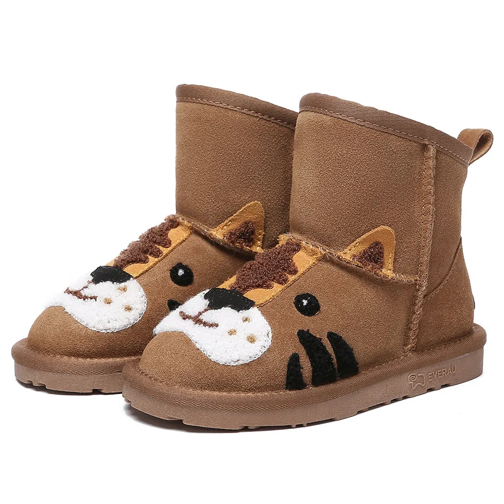 EVERAU Kid Sheepskin Boots Tiger Kids Plus #EA3117K