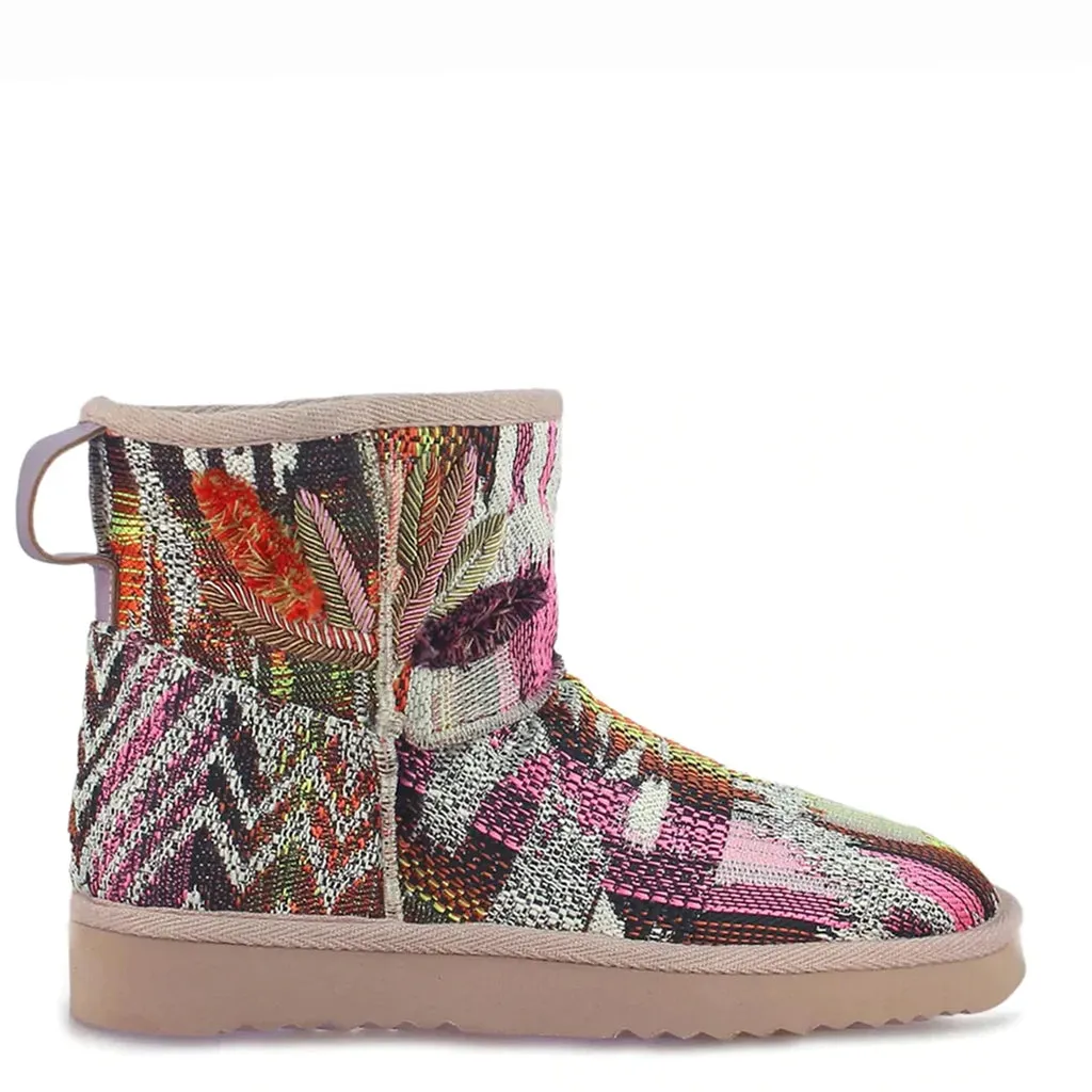 Felice Embroidered Italian Fabric Snug Boots