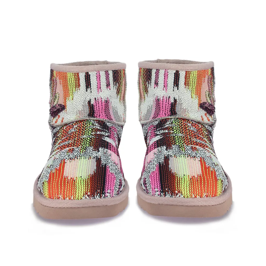 Felice Embroidered Italian Fabric Snug Boots