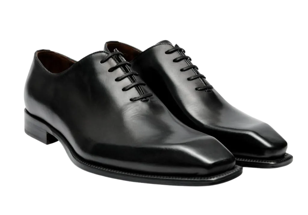 Filangieri - Black Square Toe Oxford Lace Up Dress Shoes