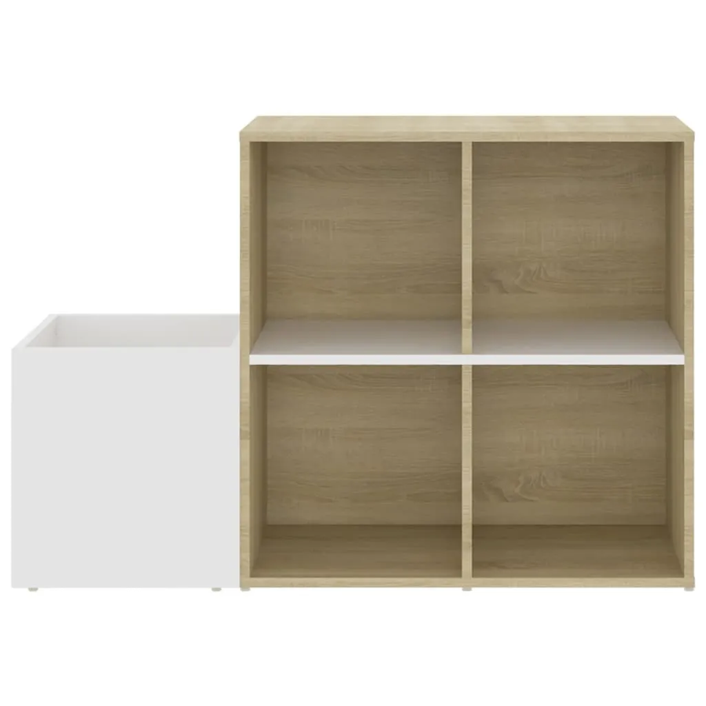 Hall Shoe Cabinet White and Sonoma Oak 105x35.5x70 cm Chipboard