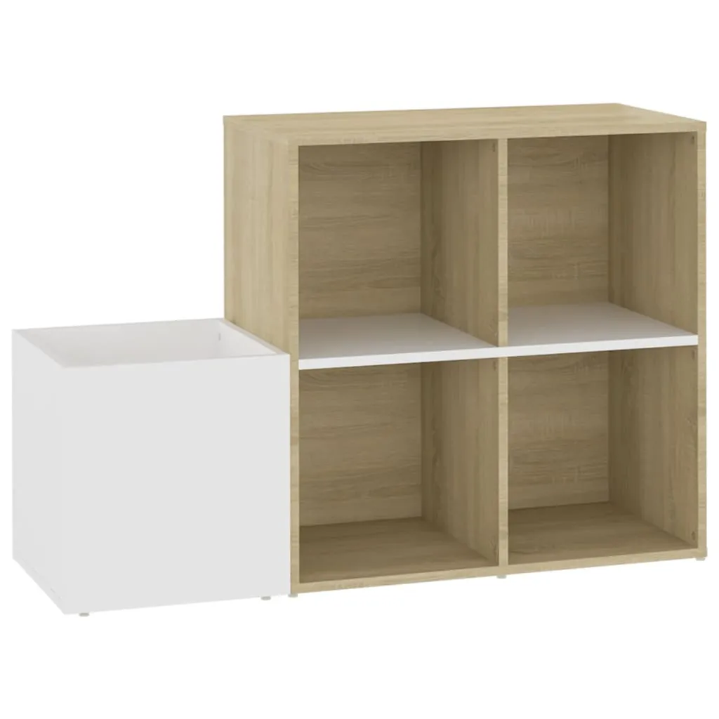 Hall Shoe Cabinet White and Sonoma Oak 105x35.5x70 cm Chipboard