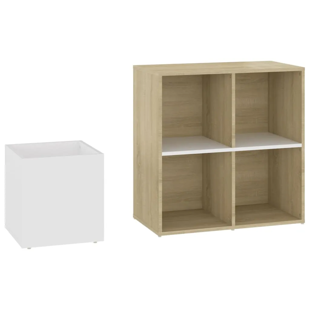 Hall Shoe Cabinet White and Sonoma Oak 105x35.5x70 cm Chipboard