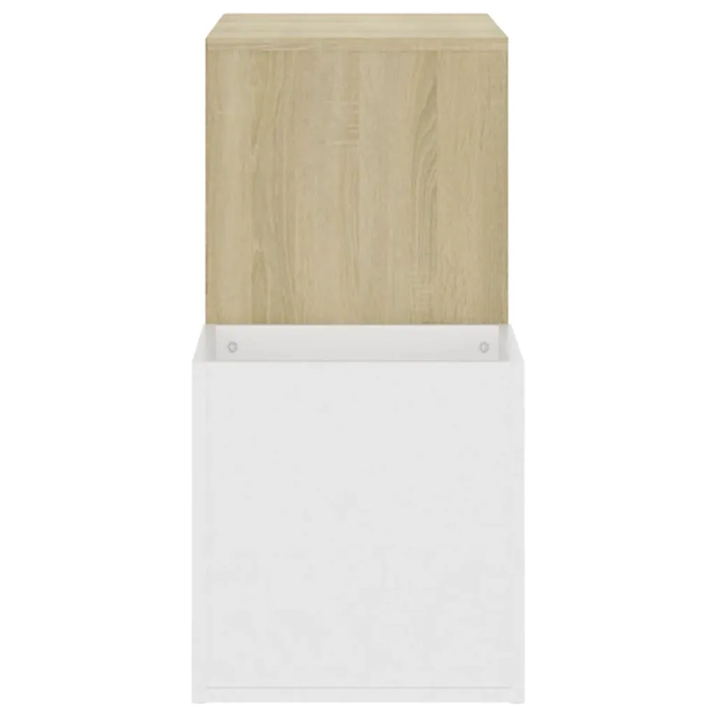 Hall Shoe Cabinet White and Sonoma Oak 105x35.5x70 cm Chipboard