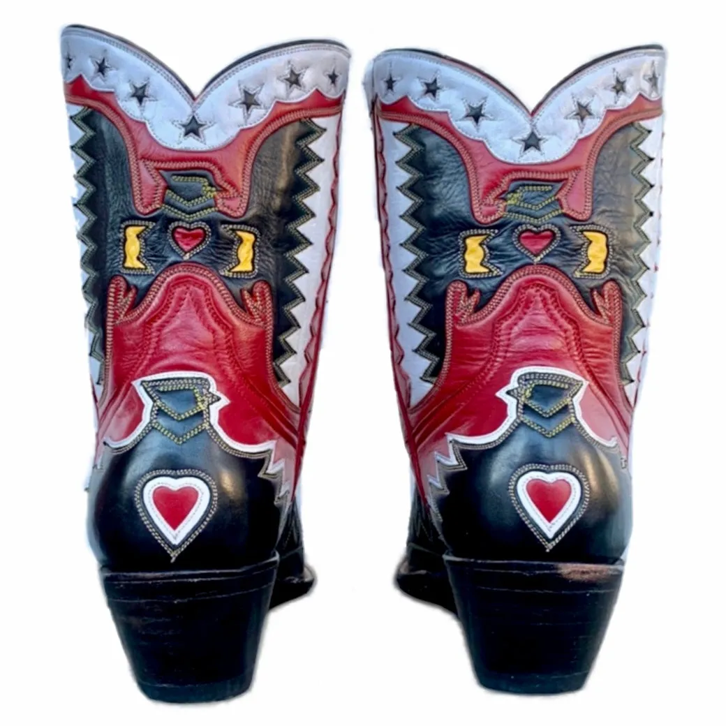 HERITAGE BOOT CO. Handmade Thunderbird Eagle Phoenix Leather Western Cowgirl Cowboy Peewee Short Ankle Boots