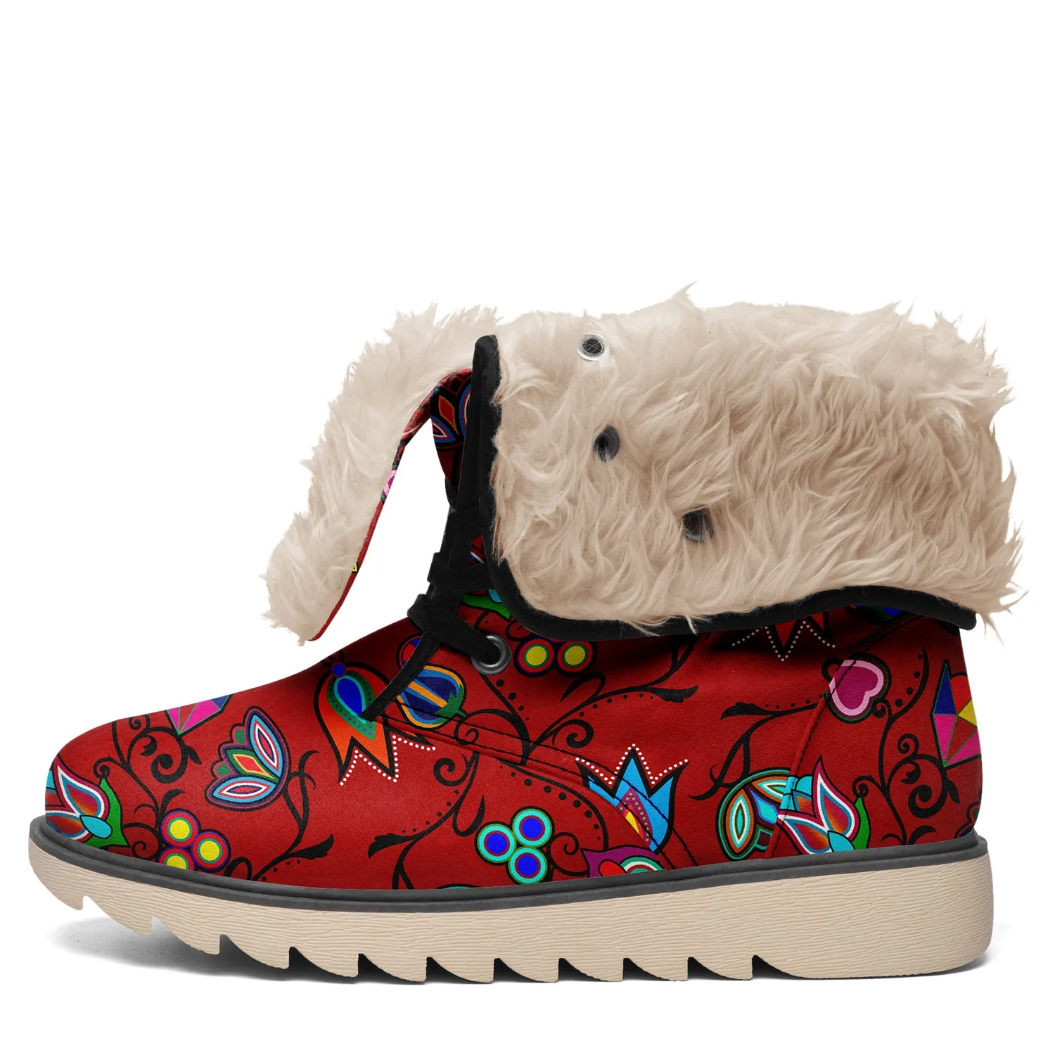 Indigenous Paisley Dark Red Polar Winter Boots