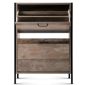 Industrial Style Wooden Vintage Shoe Rack Storage Cabinet Wood