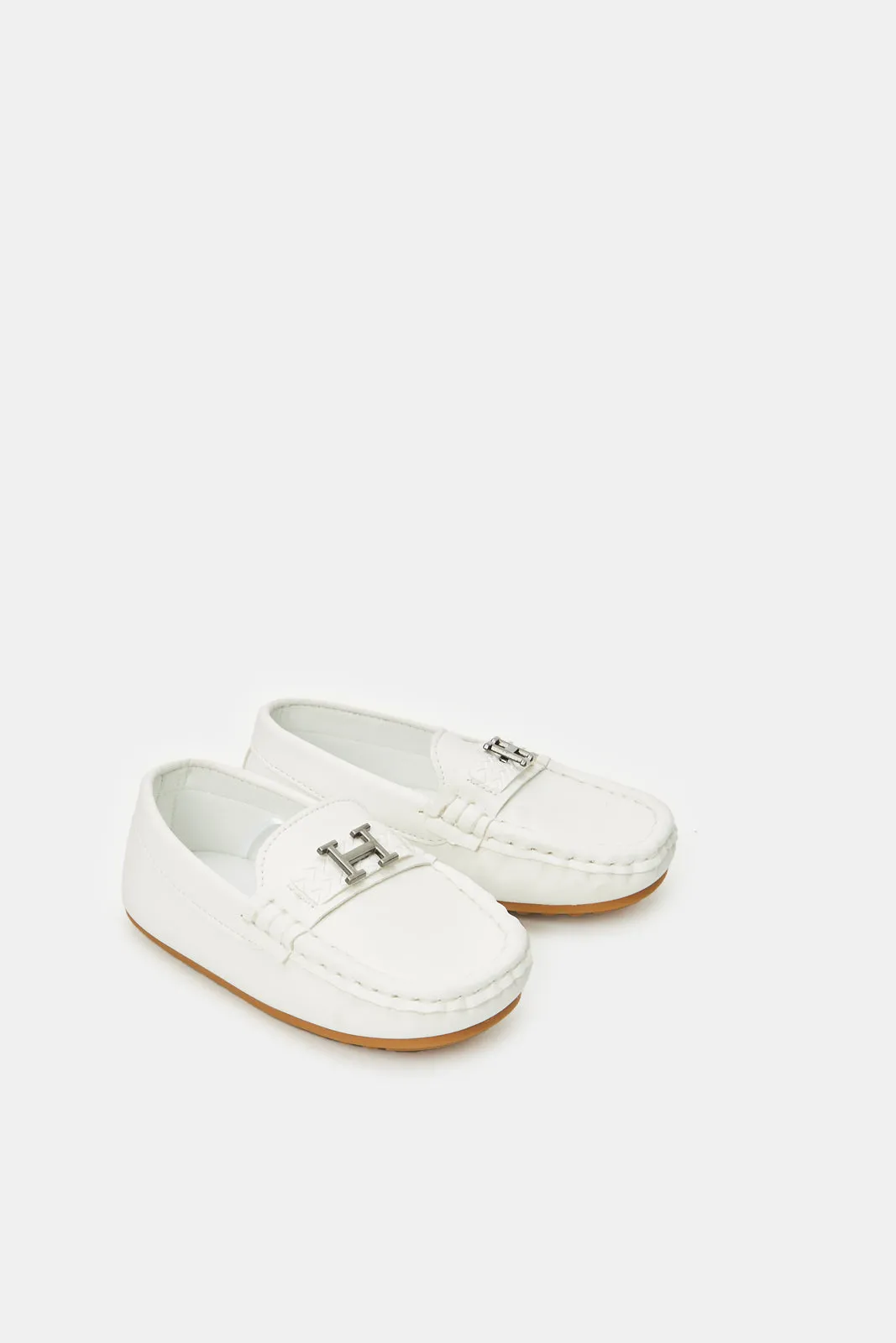 Infant Boys White Buckle Moccasin