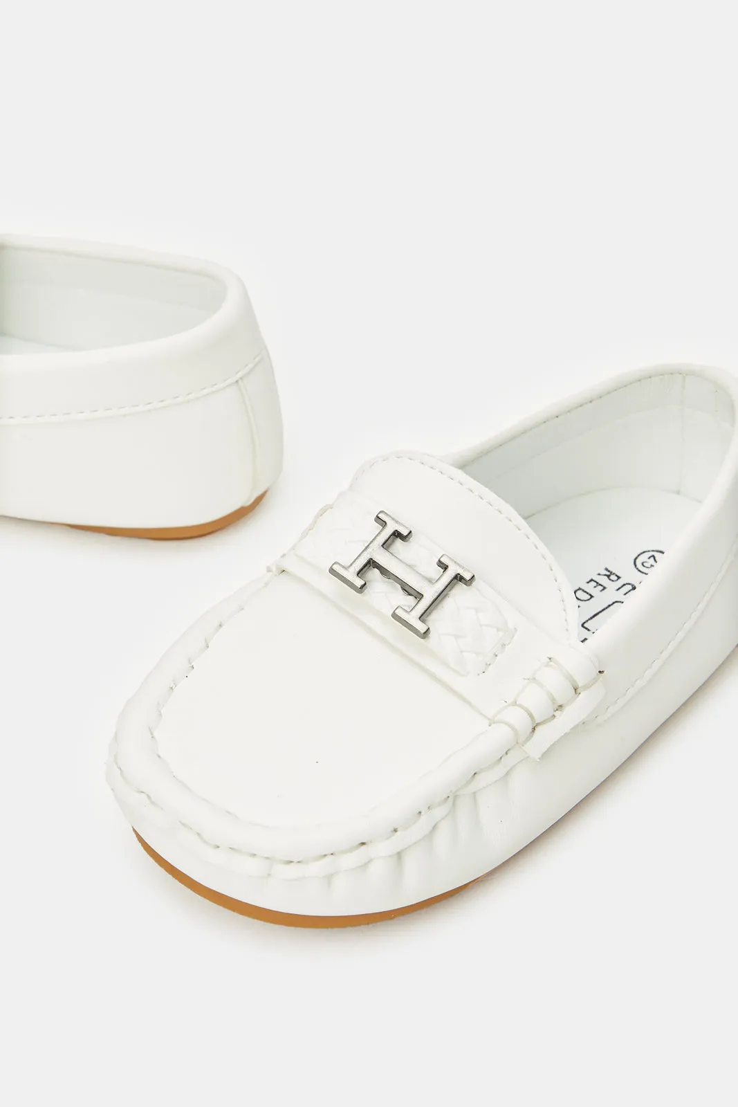 Infant Boys White Buckle Moccasin