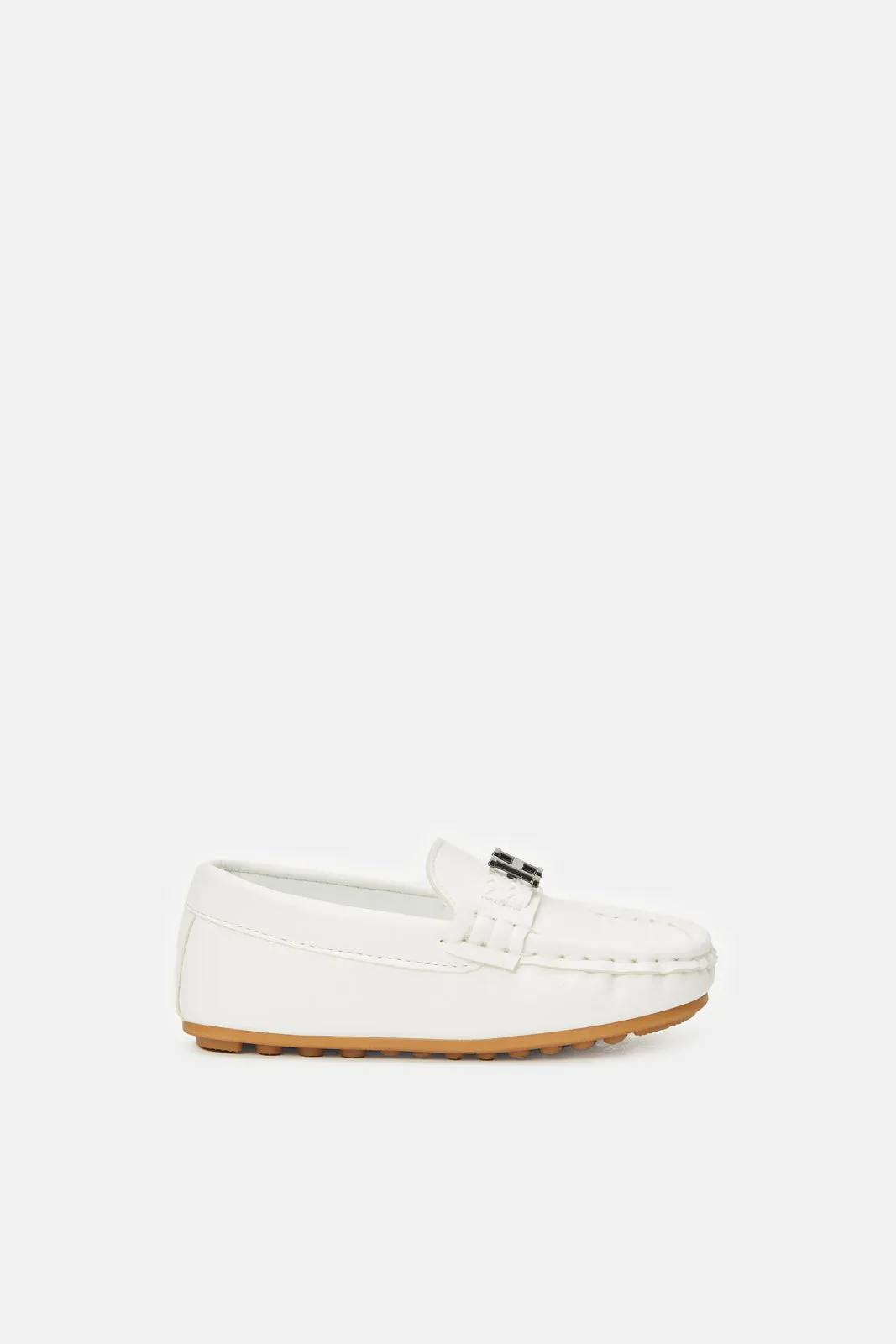 Infant Boys White Buckle Moccasin