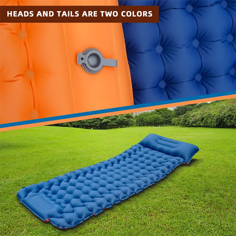 Inflatable Travel Camping Mattress Sleep Rest Pillow Pump Outdoor Pad